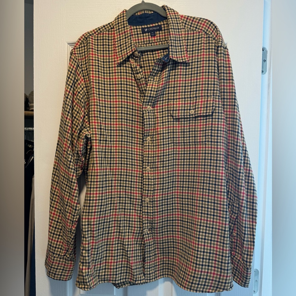 Cremieux Button Down - plaid (beige, green, red, navy)